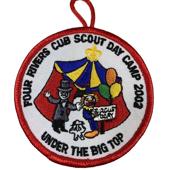 Cub Scout Day Camp Patch Under the Big Top Boy Scouts BSA Four Rivers 4R 2002 - Picture 1 of 3